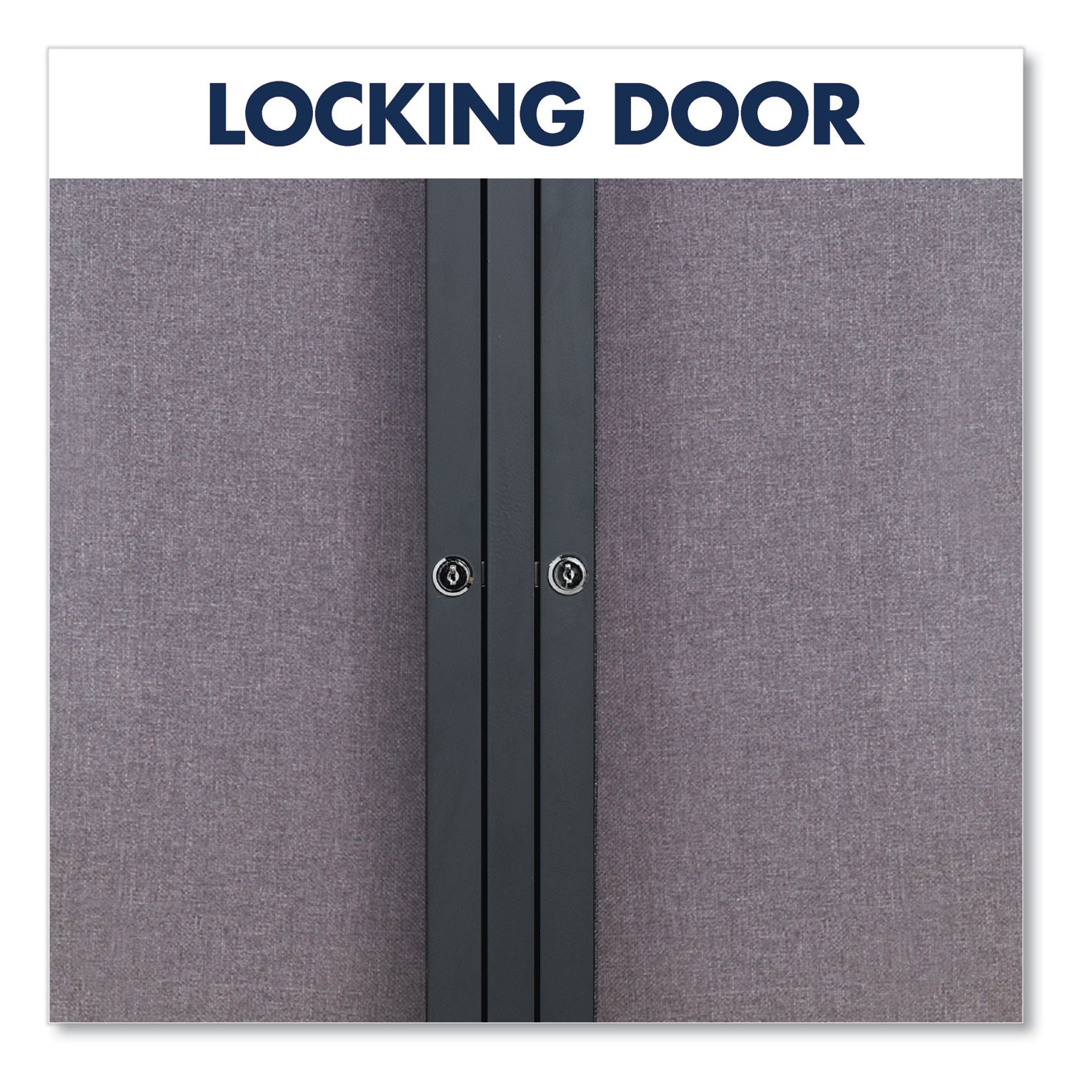 Enclosed Indoor Fabric Bulletin Board with Two Hinged Doors, 48 x 36, Gray Surface, Graphite Aluminum Frame