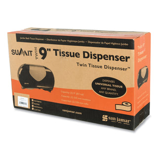 Twin 9" Jumbo Bath Tissue Dispenser, Summit, 19.25 x 6 x 12.25, Faux Stainless Steel