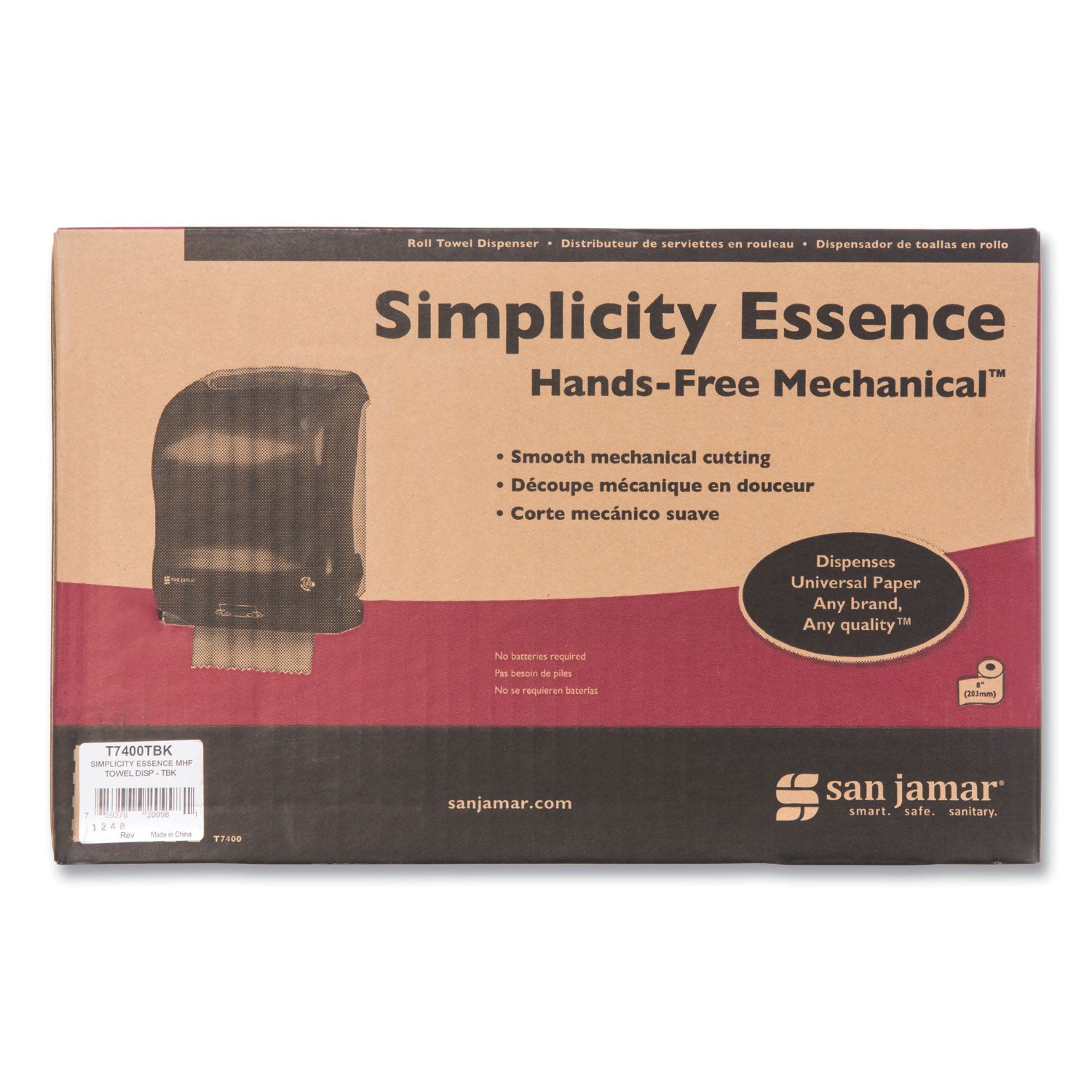 Simplicity Mechanical Roll Towel Dispenser, 15.25 x 13 x 10.25, Black