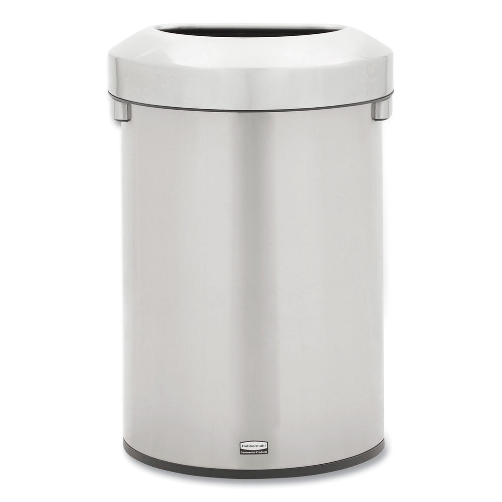 Rubbermaid Commercial Refine Half-Round Waste Container - 16 gal Capacity - Half-round - Ergonomic Handle, Non-skid, Fingerprint Resistant, Durable - 29.5" Height x 12.4" Width x 18.2" Depth - Metal - Stainless Steel - 1 Each - 1
