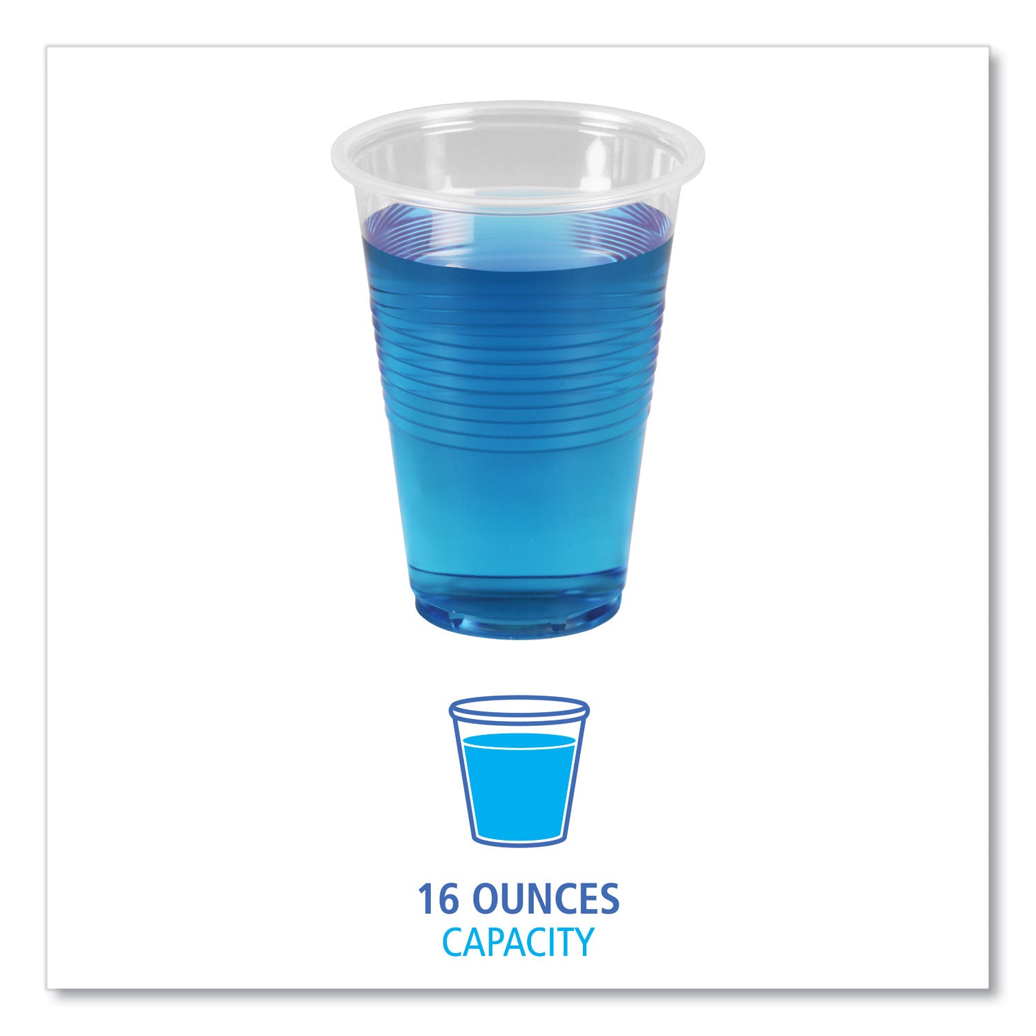 Translucent Plastic Cold Cups, 16 oz, Polypropylene, 50/Pack