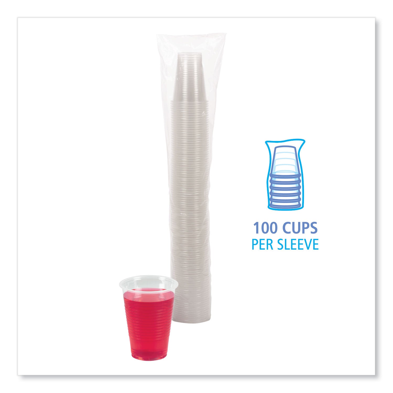 Translucent Plastic Cold Cups, 9 oz, Polypropylene, 100/Pack