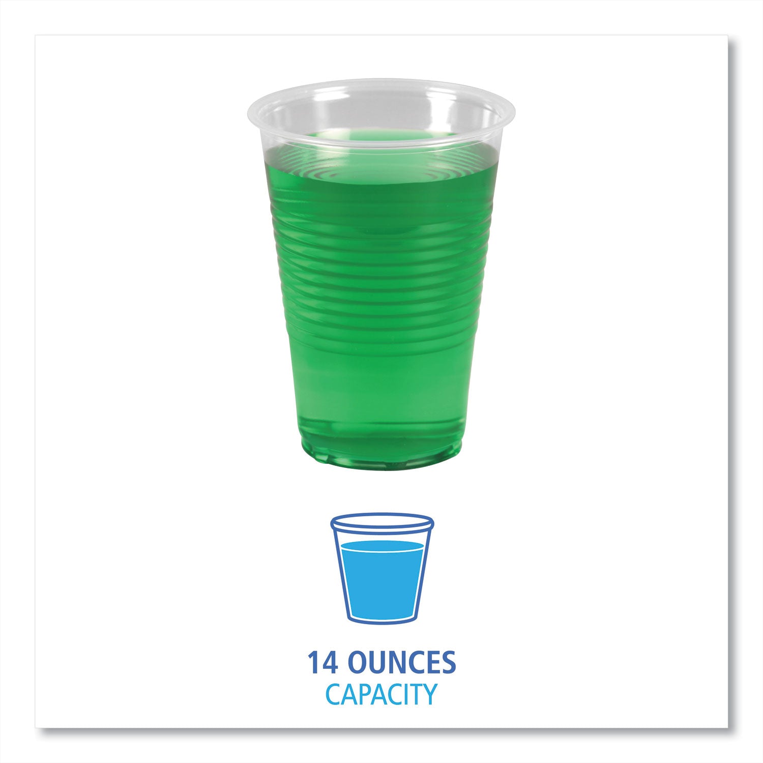 Translucent Plastic Cold Cups, 14 oz, Polypropylene, 50/Pack
