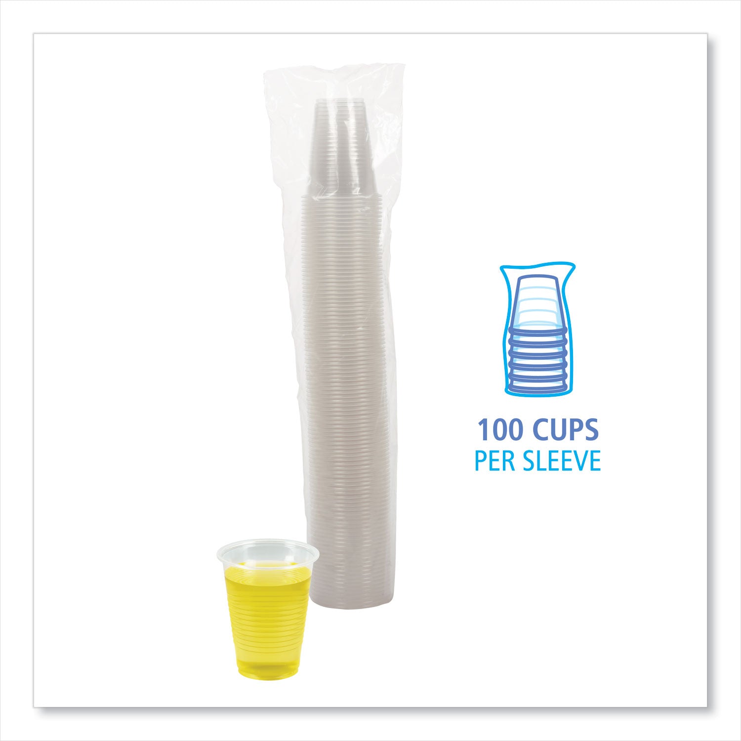 Translucent Plastic Cold Cups, 7 oz, Polypropylene, 100/Pack