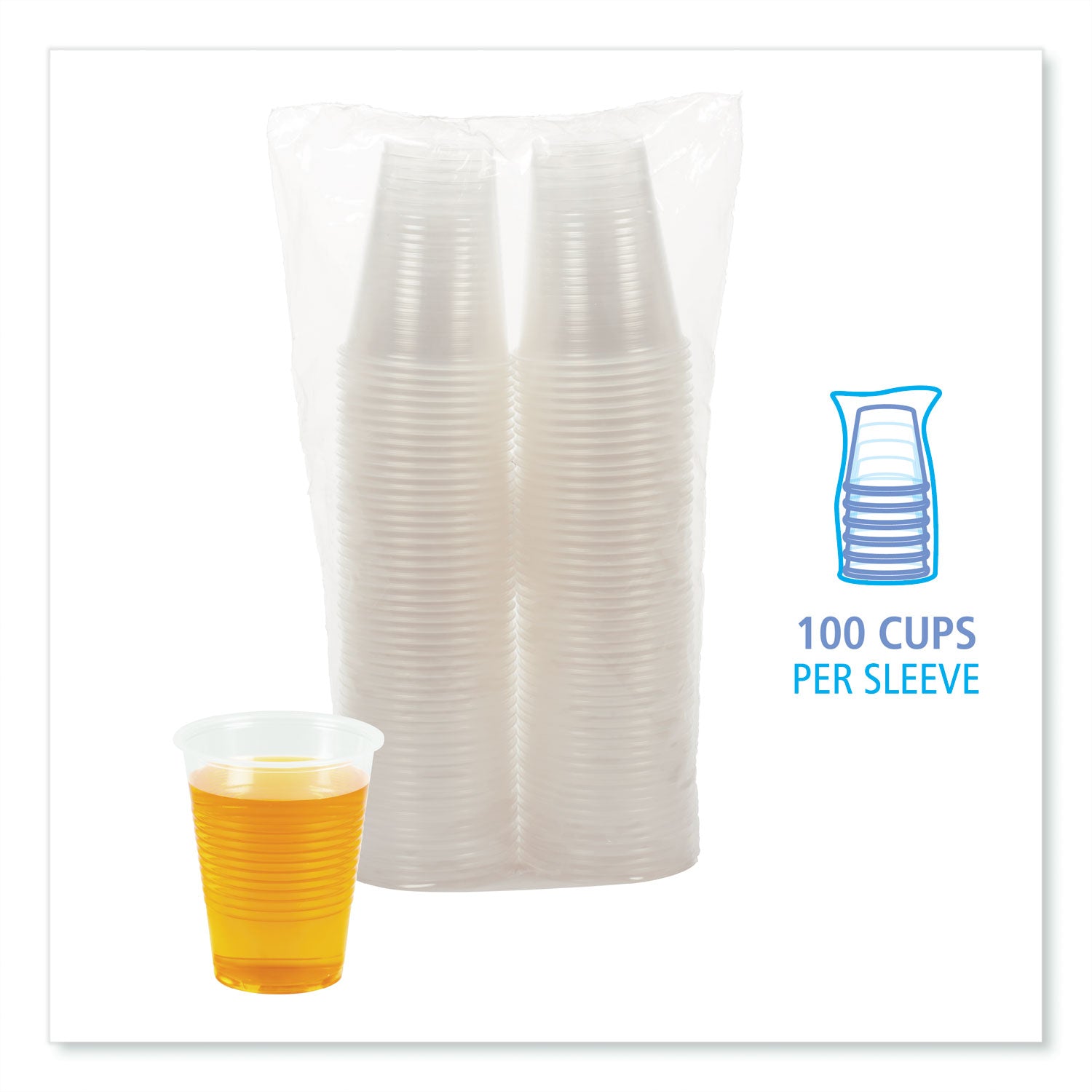 Translucent Plastic Cold Cups, 10 oz, Polypropylene, 100/Pack