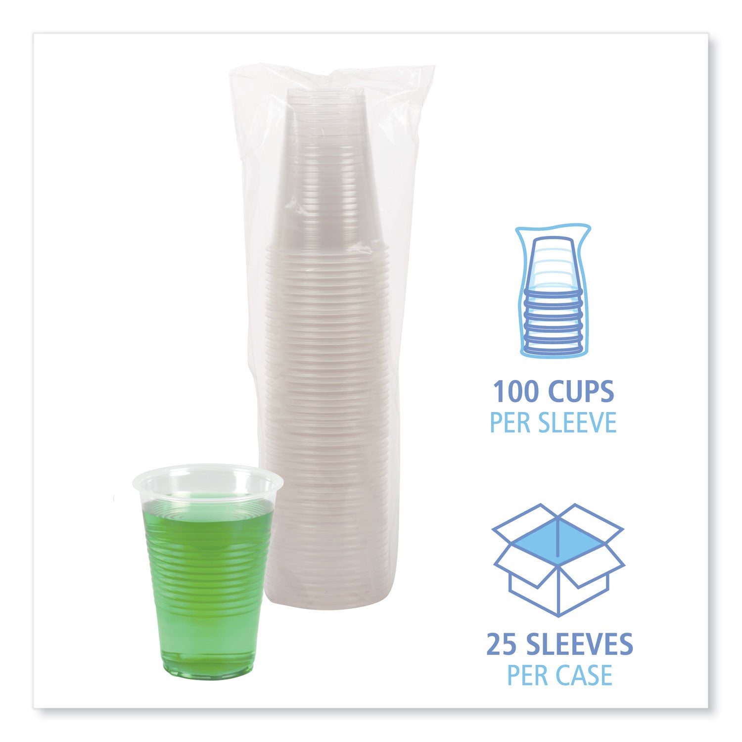 Translucent Plastic Cold Cups, 14 oz, Polypropylene, 20 Cups/Sleeve, 50 Sleeves/Carton