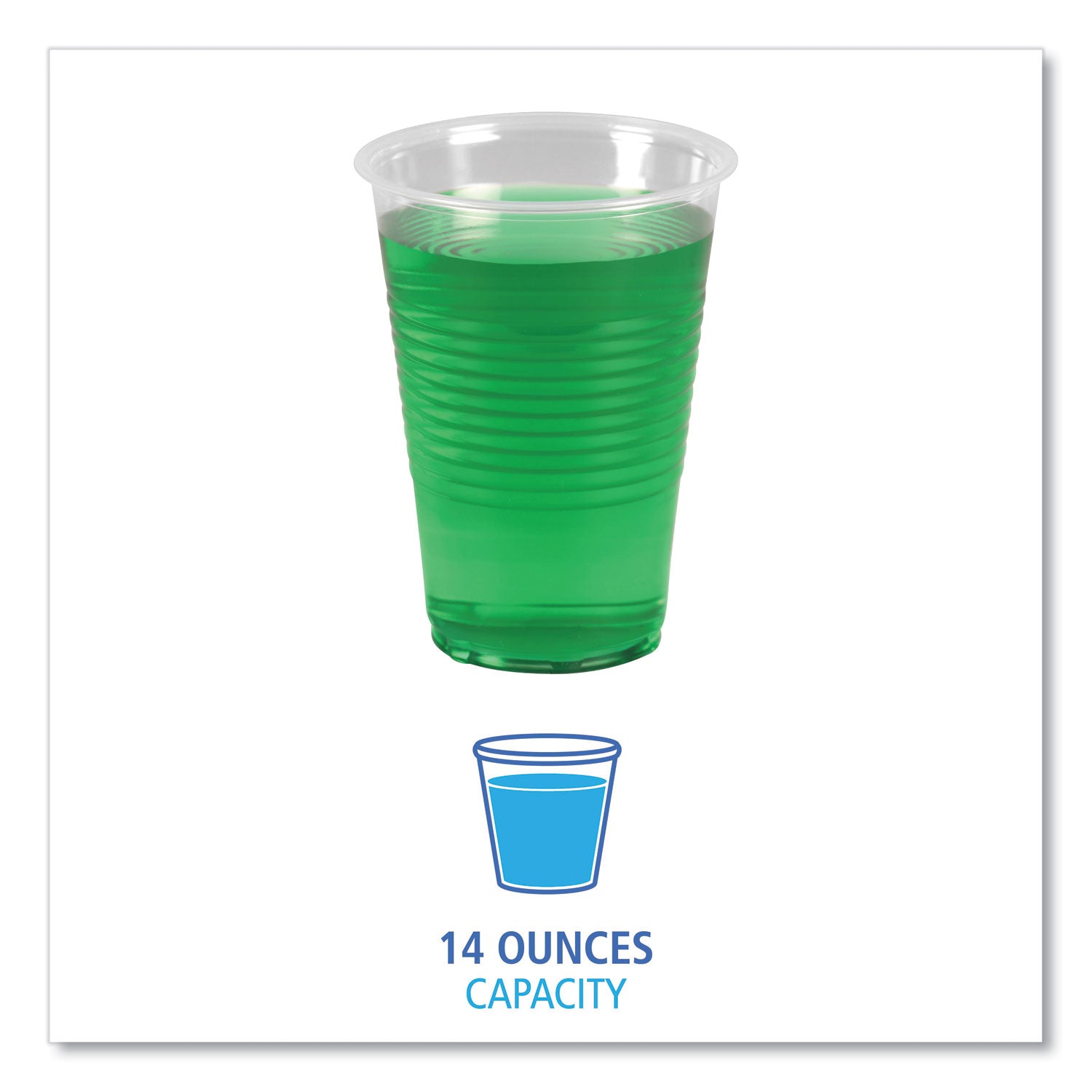 Translucent Plastic Cold Cups, 14 oz, Polypropylene, 20 Cups/Sleeve, 50 Sleeves/Carton