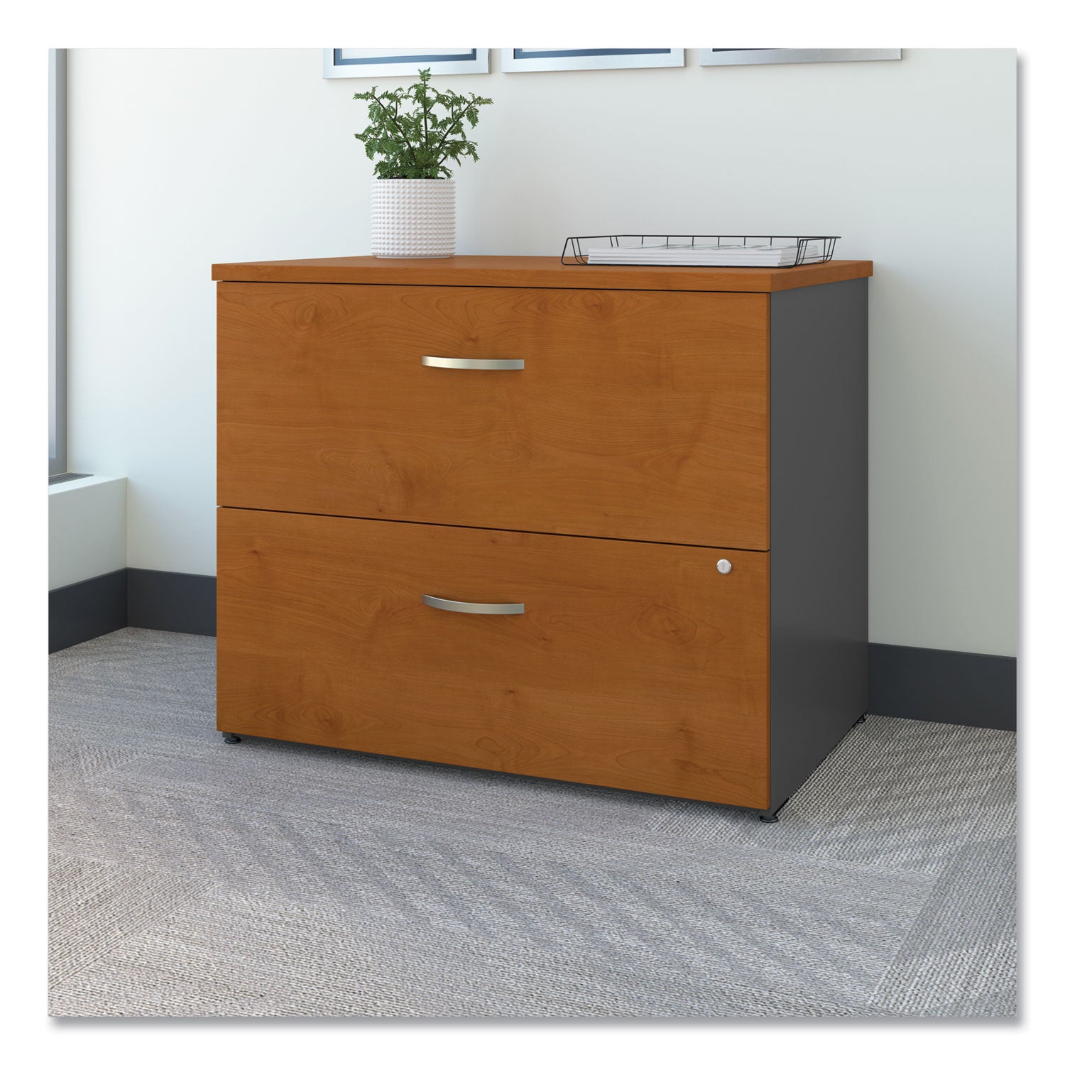 Series C Lateral File, 2 Legal/Letter/A4/A5-Size File Drawers, Natural Cherry/Graphite Gray, 35.75" x 23.38" x 29.88