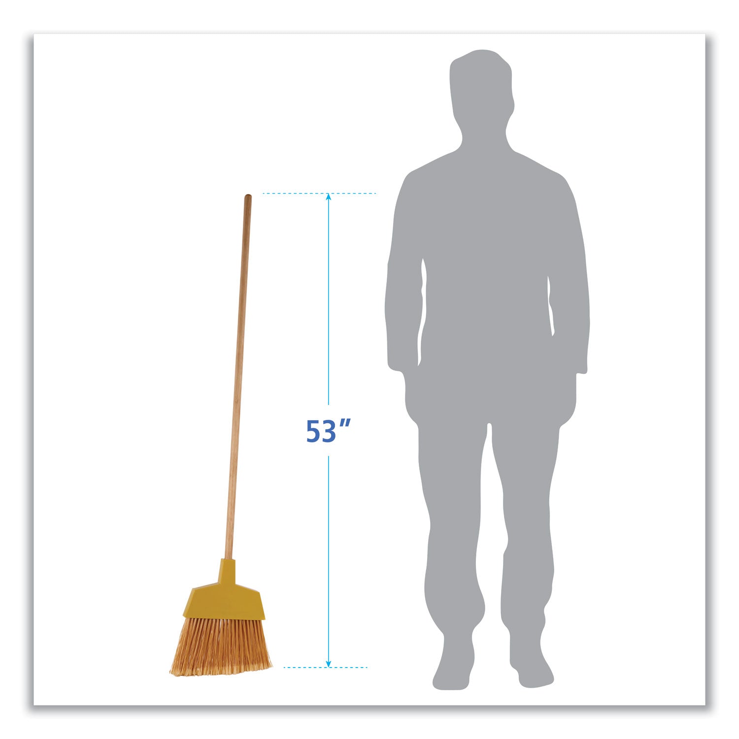 Angler Broom, 53" Handle, Yellow, 12/Carton