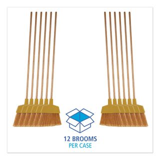 Angler Broom, 53" Handle, Yellow, 12/Carton