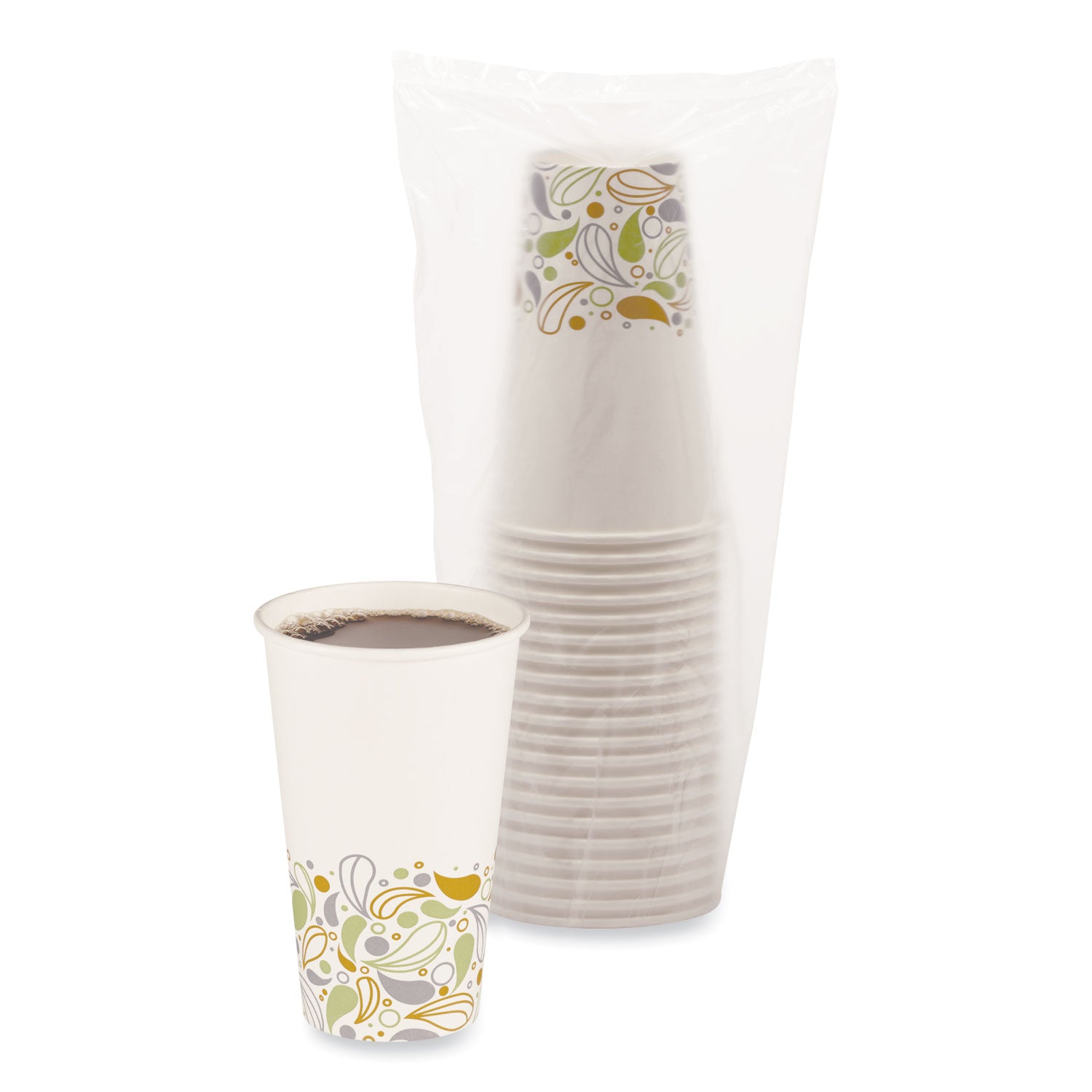 Deerfield Printed Paper Hot Cups, 16 oz, 50 Cups/Sleeve, 20 Sleeves/Carton