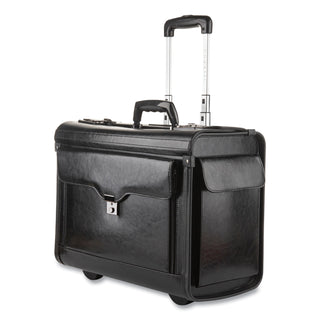Catalog Case on Wheels, Fits Devices Up to 17.3", Leather, 19 x 9 x 15.5, Black - 
