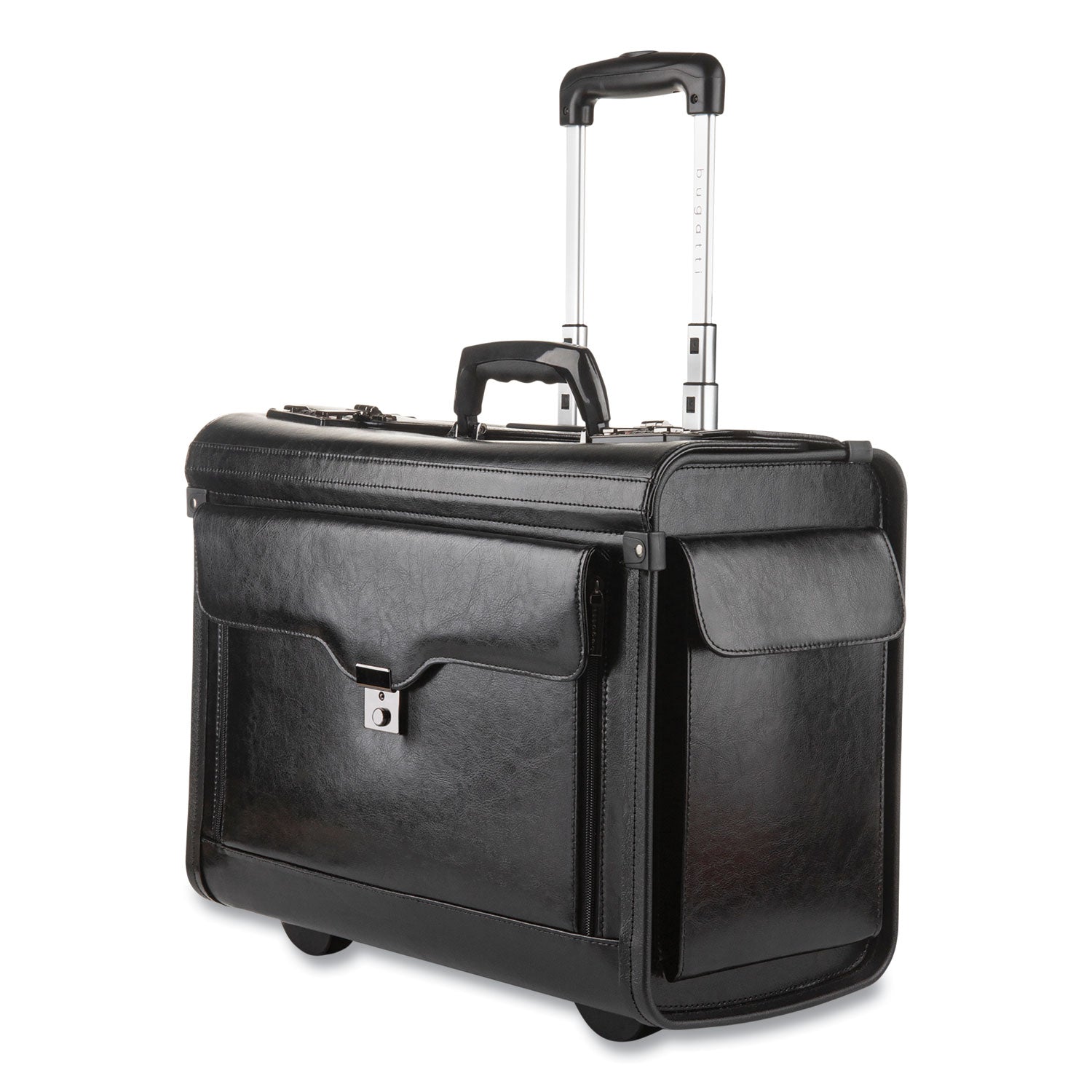 Catalog Case on Wheels, Fits Devices Up to 17.3", Leather, 19 x 9 x 15.5, Black - 