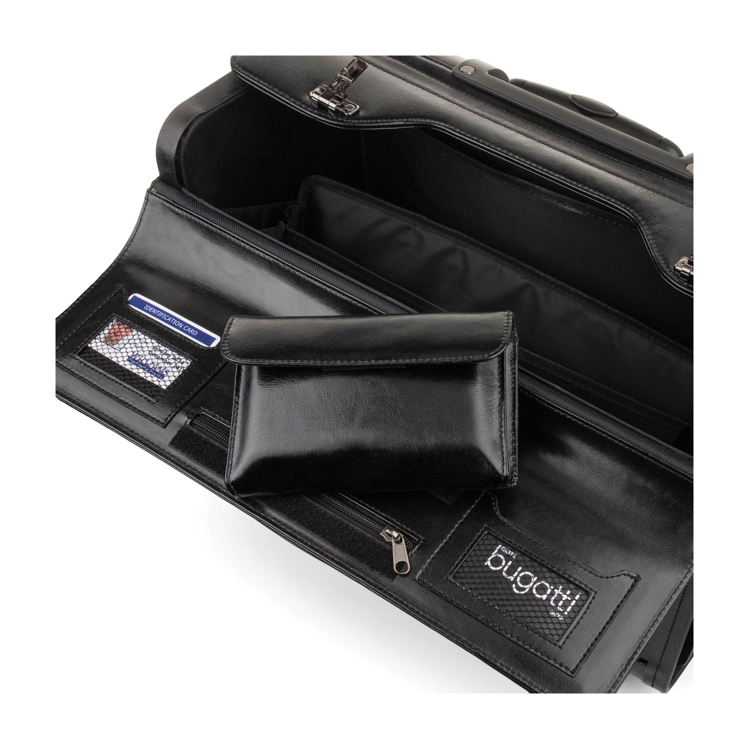 Catalog Case on Wheels, Fits Devices Up to 17.3", Leather, 19 x 9 x 15.5, Black - 