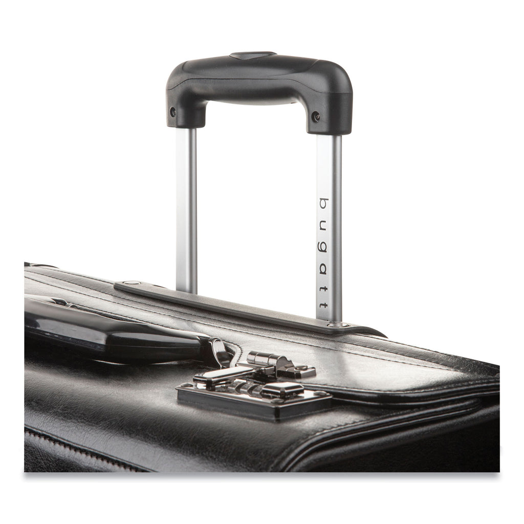 Catalog Case on Wheels, Fits Devices Up to 17.3", Leather, 19 x 9 x 15.5, Black - 