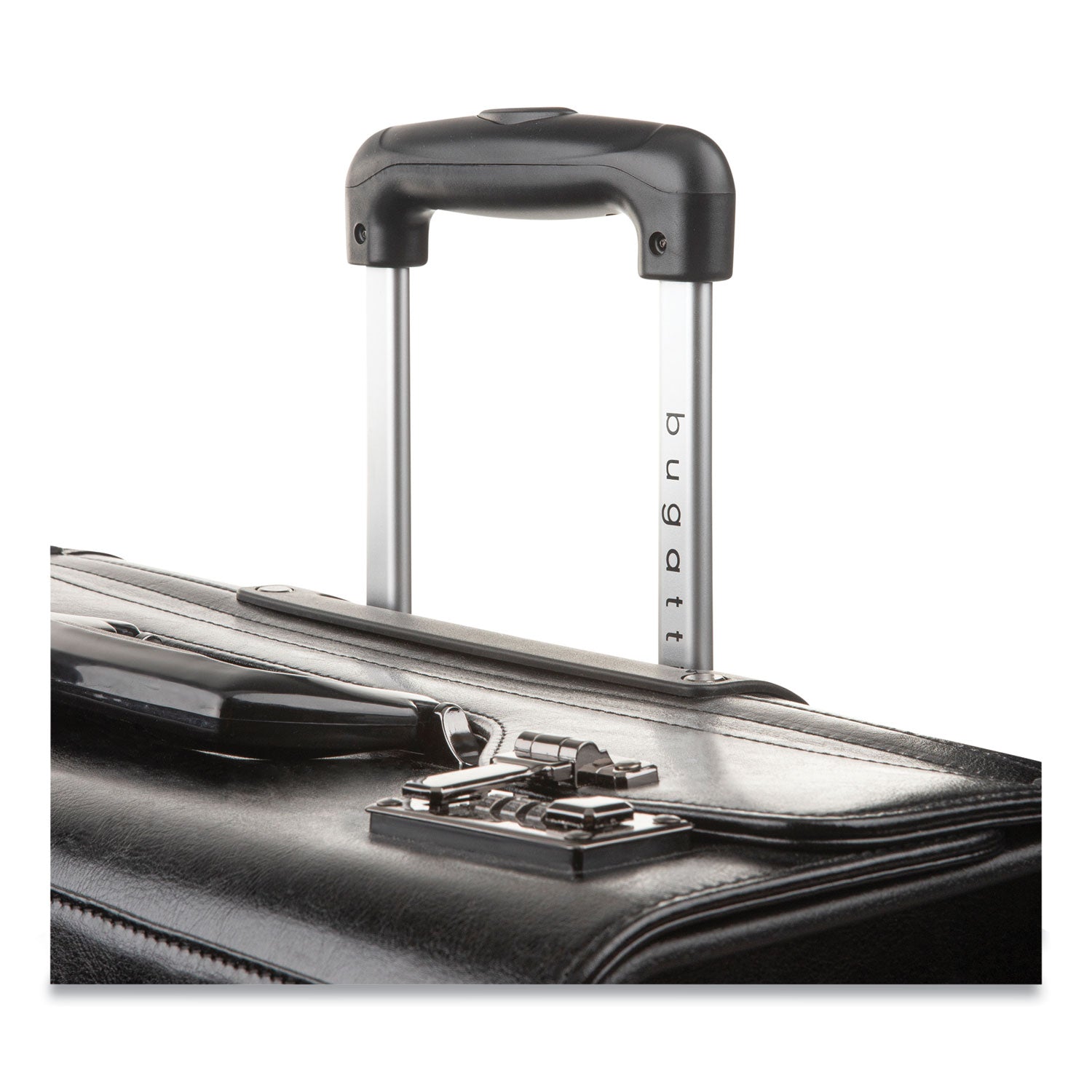 Catalog Case on Wheels, Fits Devices Up to 17.3", Leather, 19 x 9 x 15.5, Black - 