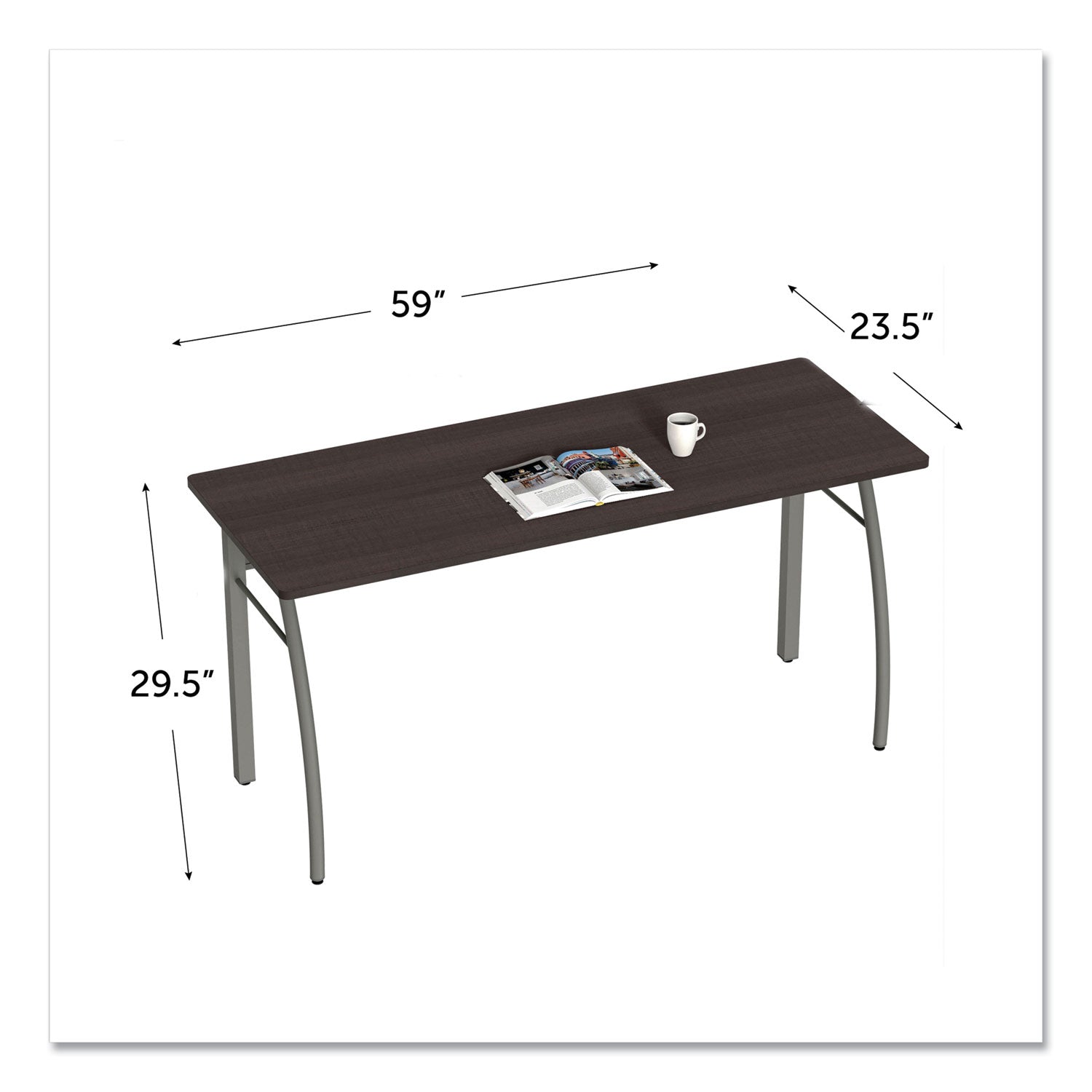 Trento Line Rectangular Desk, 59.13" x 23.63" x 29.5", Mocha - 