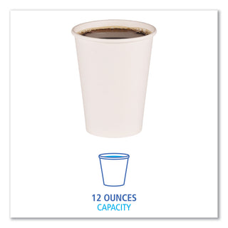 Paper Hot Cups, 12 oz, White, 50 Cups/Sleeve, 20 Sleeves/Carton