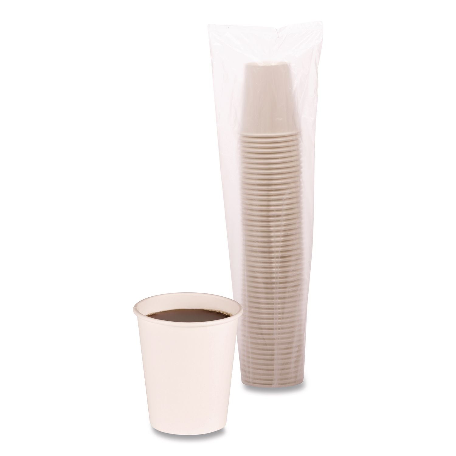 Paper Hot Cups, 8 oz, White, 50 Cups/Sleeve, 20 Sleeves/Carton