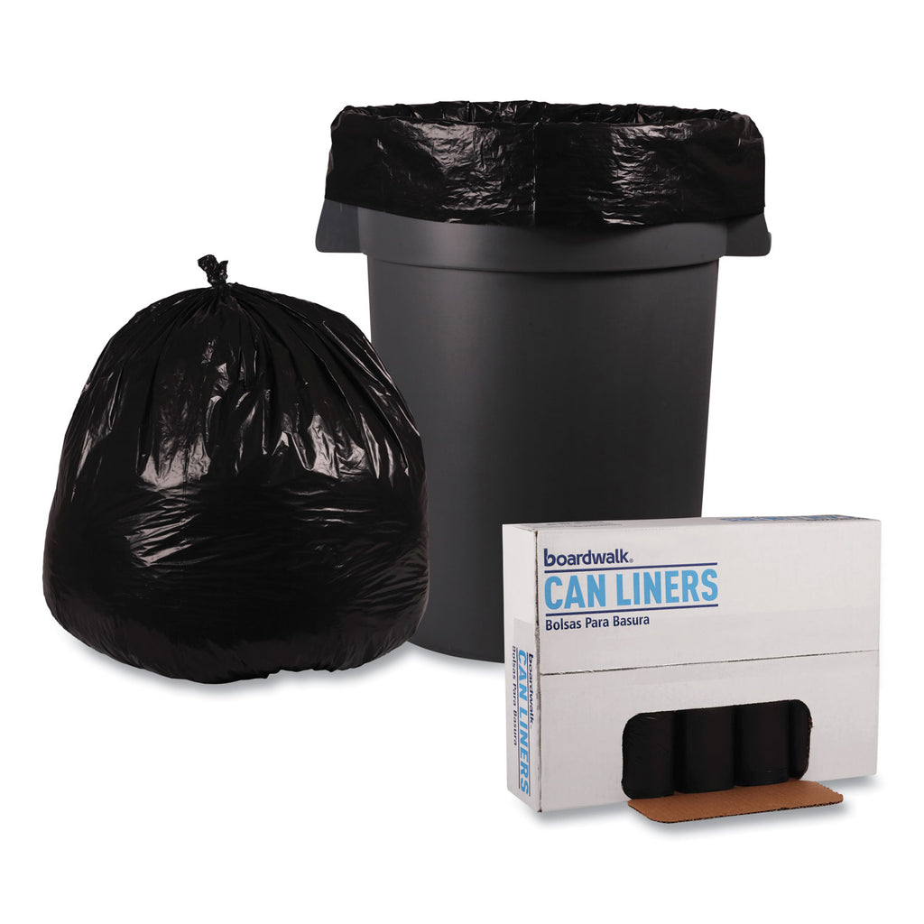 Recycled Low-Density Polyethylene Can Liners, 45 gal, 0.8 mil, 40" x 48", Black, 10 Bags/Roll, 10 Rolls/Carton