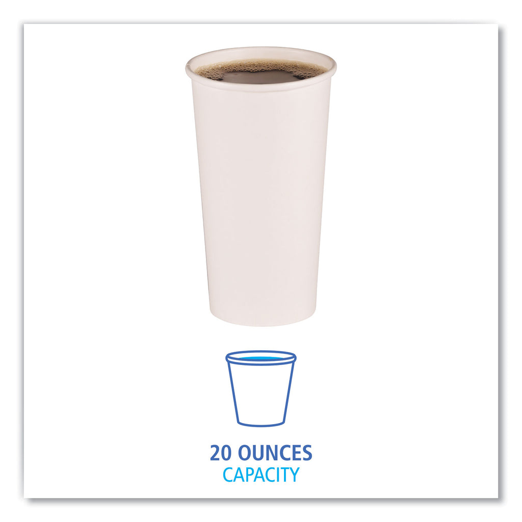 Paper Hot Cups, 20 oz, White, 50 Cups/Sleeve, 12 Sleeves/Carton