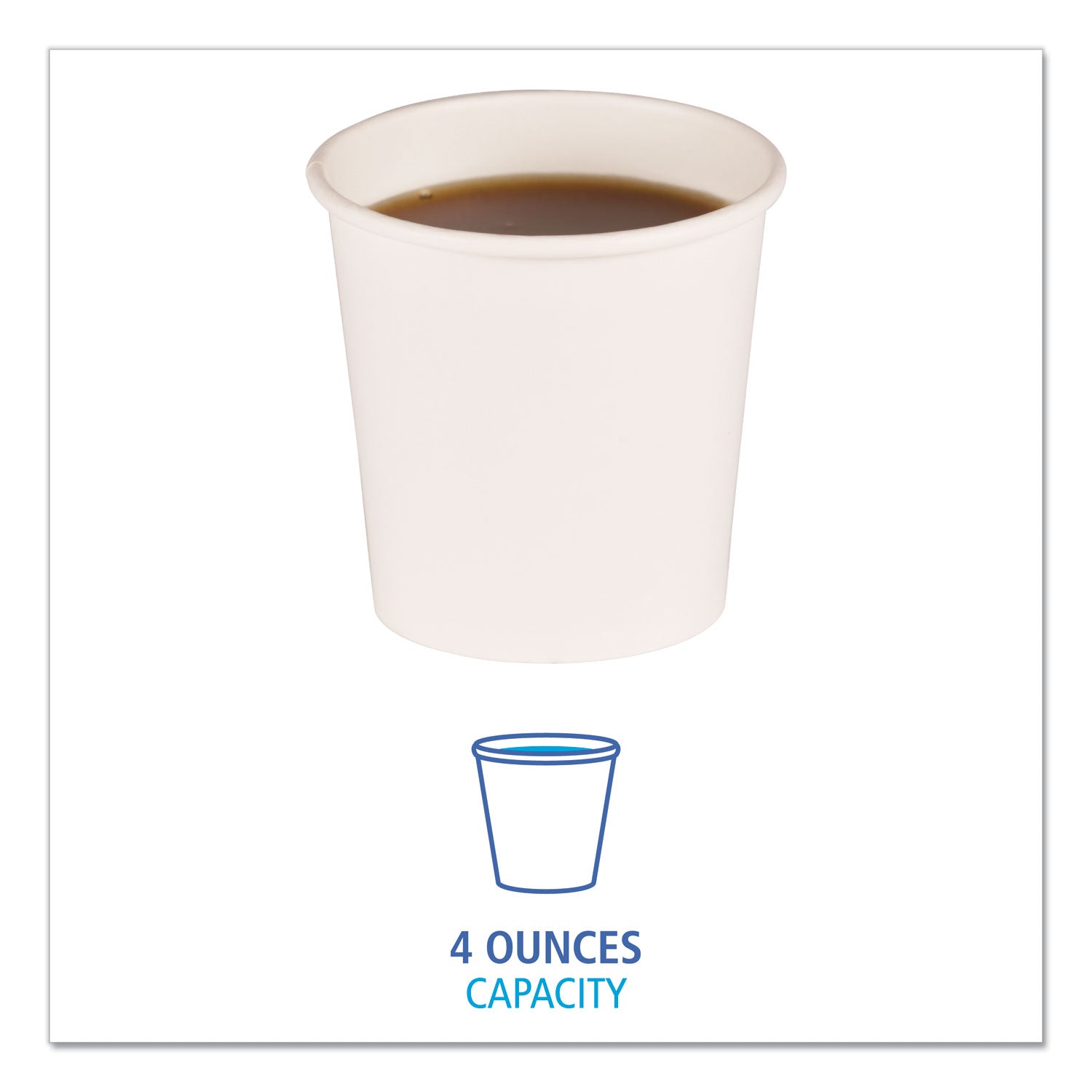 Paper Hot Cups, 4 oz, White, 50 Cups/Sleeve, 20 Sleeves/Carton