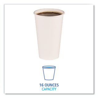 Paper Hot Cups, 16 oz, White, 50 Cups/Sleeve, 20 Sleeves/Carton