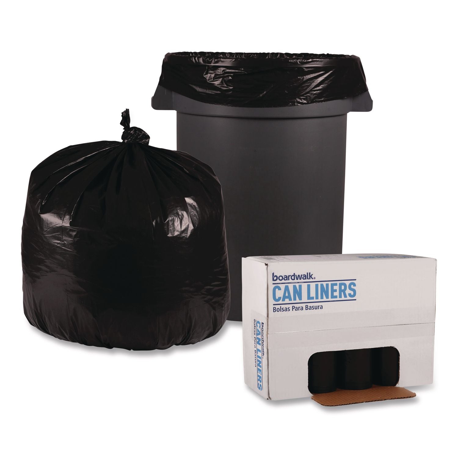 Recycled Low-Density Polyethylene Can Liners, 33 gal, 1.2 mil, 33" x 39", Black, 10 Bags/Roll, 10 Rolls/Carton