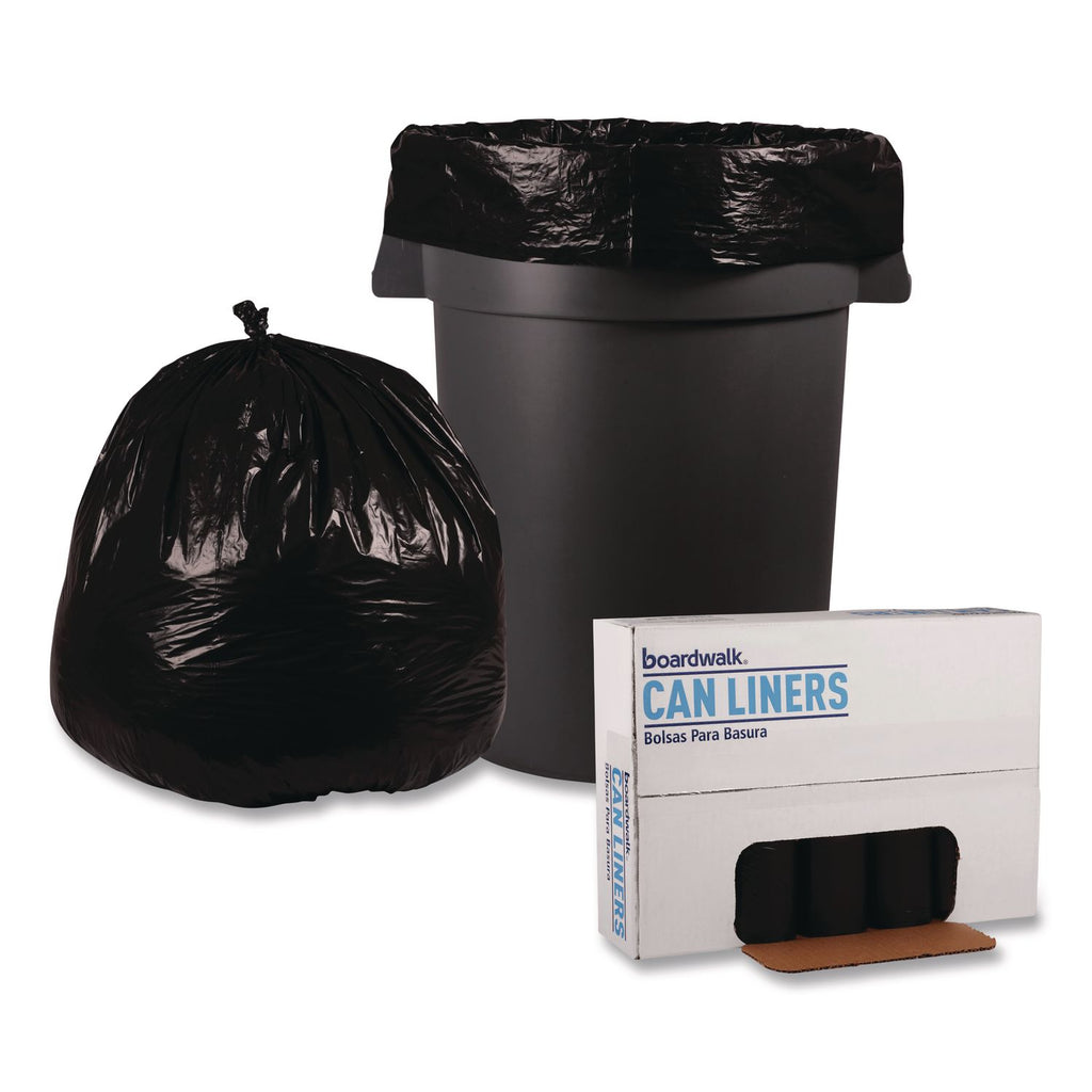 Recycled Low-Density Polyethylene Can Liners, 45 gal, 1.2 mil, 40" x 46", Black, 10 Bags/Roll, 10 Rolls/Carton