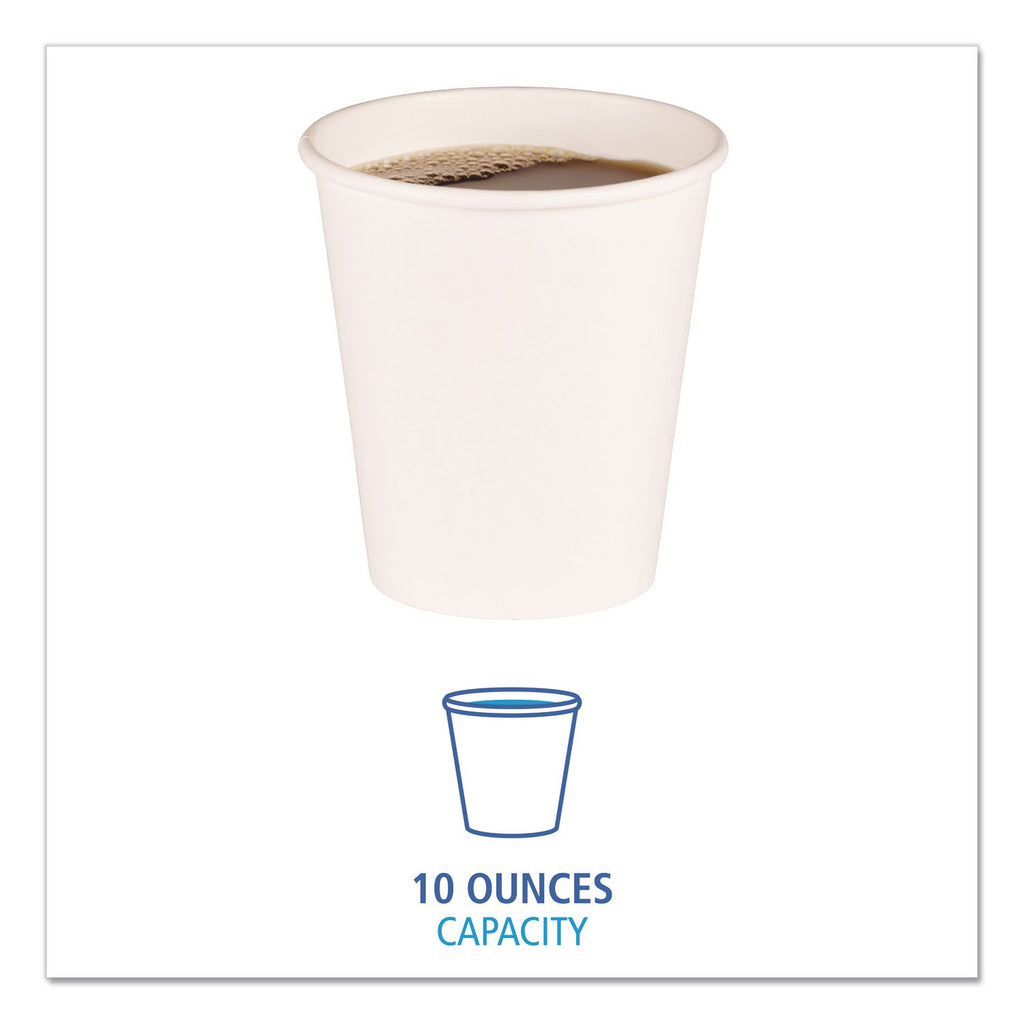 Paper Hot Cups, 10 oz, White, 50 Cups/Sleeve, 20 Sleeves/Carton