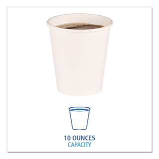 Paper Hot Cups, 10 oz, White, 50 Cups/Sleeve, 20 Sleeves/Carton
