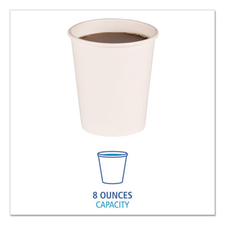 Paper Hot Cups, 8 oz, White, 50 Cups/Sleeve, 20 Sleeves/Carton
