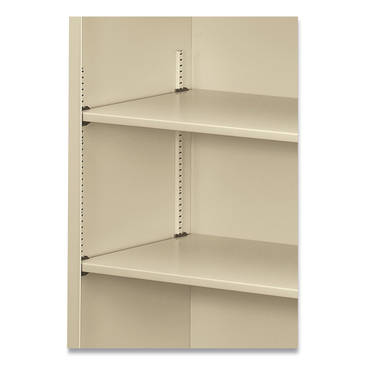 Metal Bookcase, Three-Shelf, 34.5w x 12.63d x 41h, Putty - 