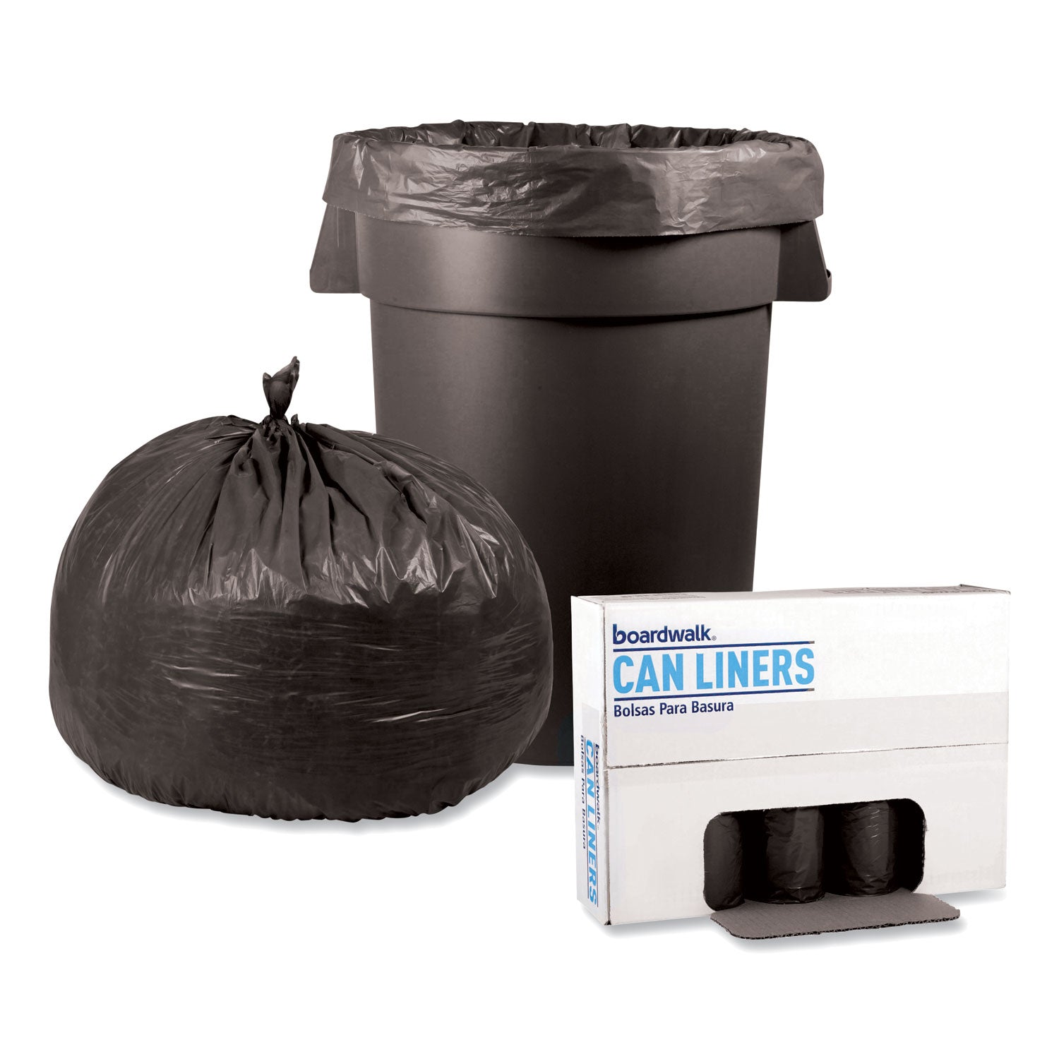 Low-Density Waste Can Liners, 56 gal, 1.1 mil, 43" x 47", Gray, 20 Bags/Roll, 5 Rolls/Carton