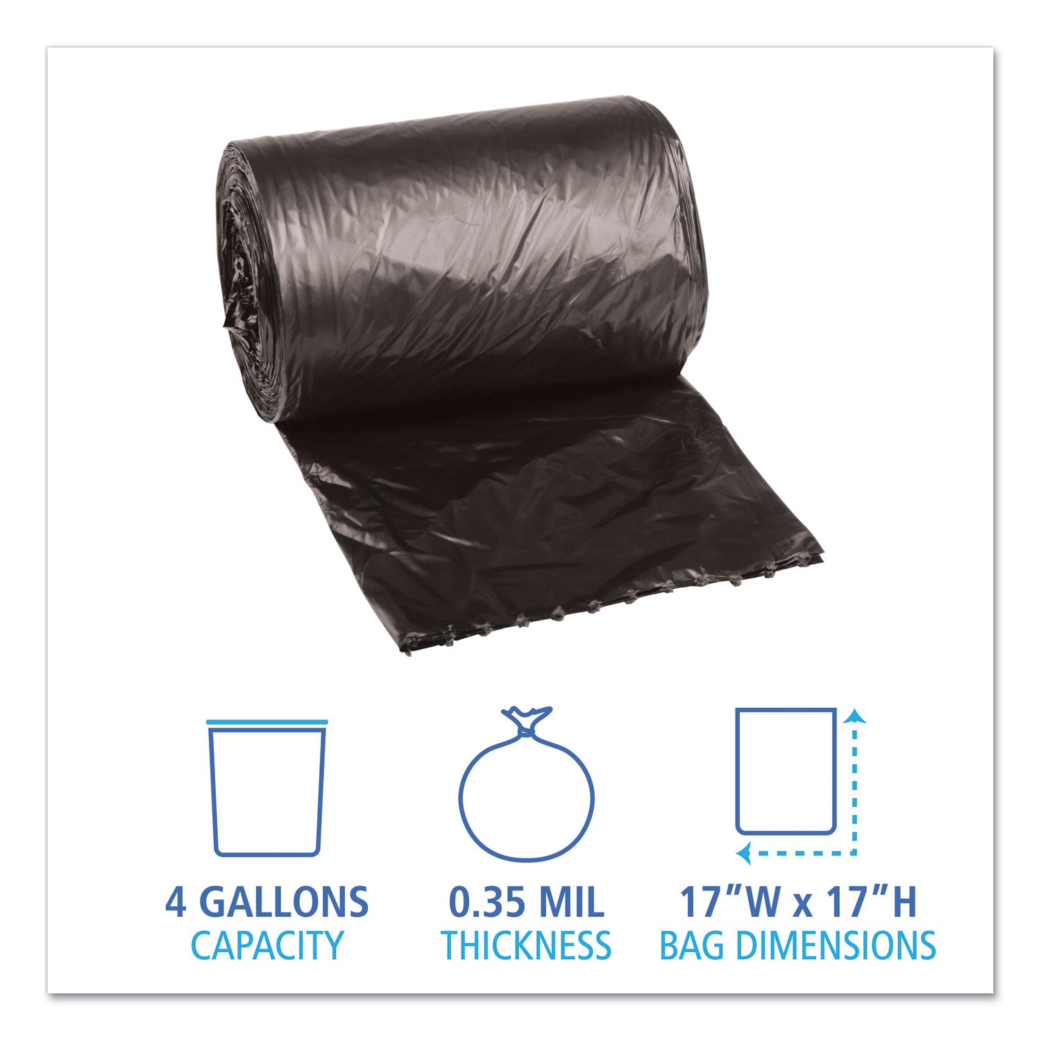 low-density-waste-can-liners-4-gal-035-mil-17-x-17-black-50-bags-roll-20-rolls-carton_bwk1717l - 2