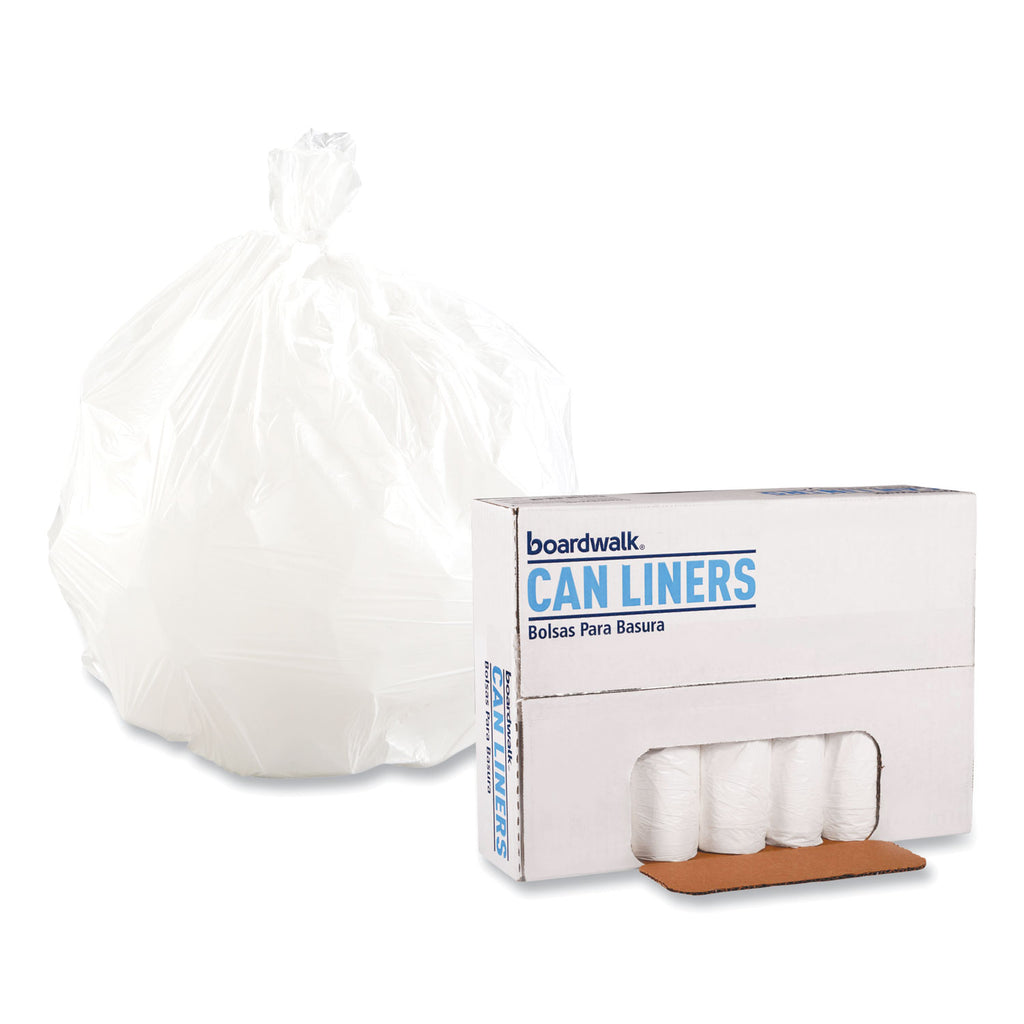 Low-Density Waste Can Liners, 16 gal, 0.4 mil, 24" x 32", White, 25 Bags/Roll, 20 Rolls/Carton