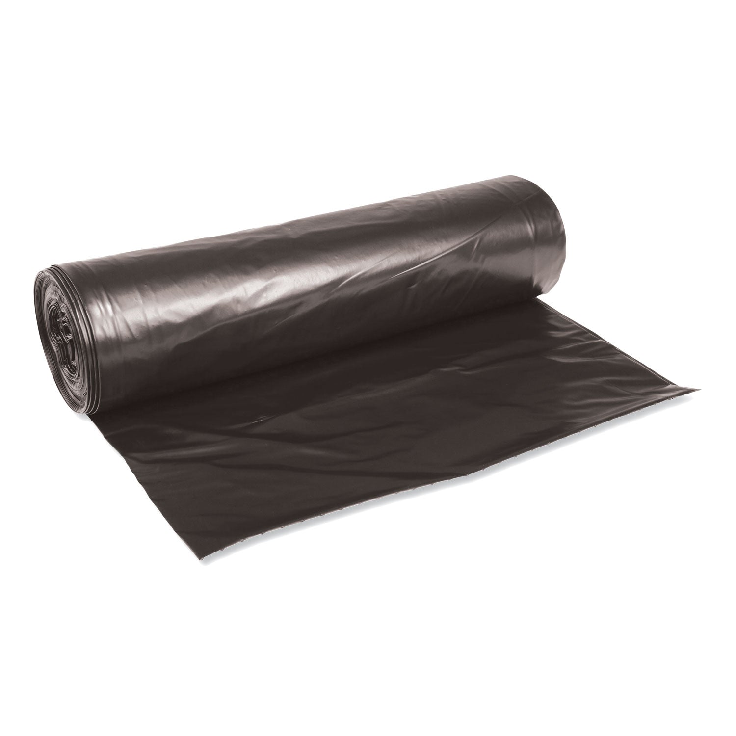 Low-Density Waste Can Liners, 45 gal, 0.6 mil, 40" x 46", Black, 25 Bags/Roll, 4 Rolls/Carton
