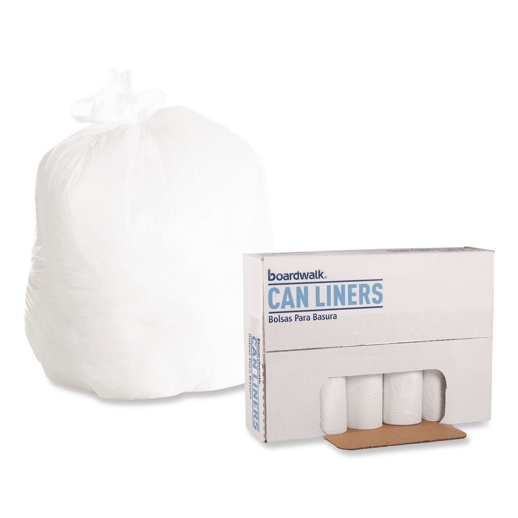 Low-Density Waste Can Liners, 30 gal, 0.6 mil, 30" x 36", White, 25 Bags/Roll, 8 Rolls/Carton