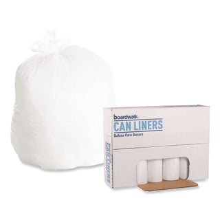 Low-Density Waste Can Liners, 30 gal, 0.6 mil, 30" x 36", White, 25 Bags/Roll, 8 Rolls/Carton