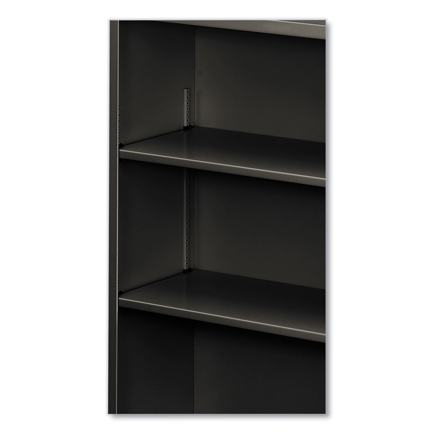 Metal Bookcase, Three-Shelf, 34.5w x 12.63d x 41h, Charcoal - 