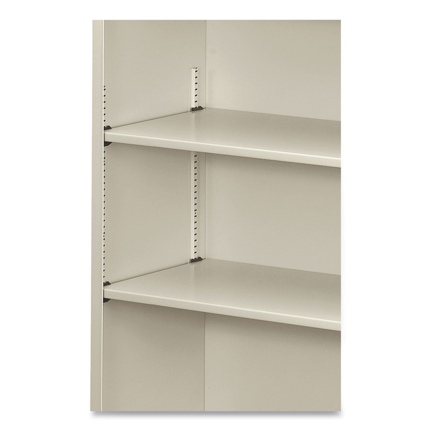 Metal Bookcase, Three-Shelf, 34.5w x 12.63d x 41h, Light Gray - 