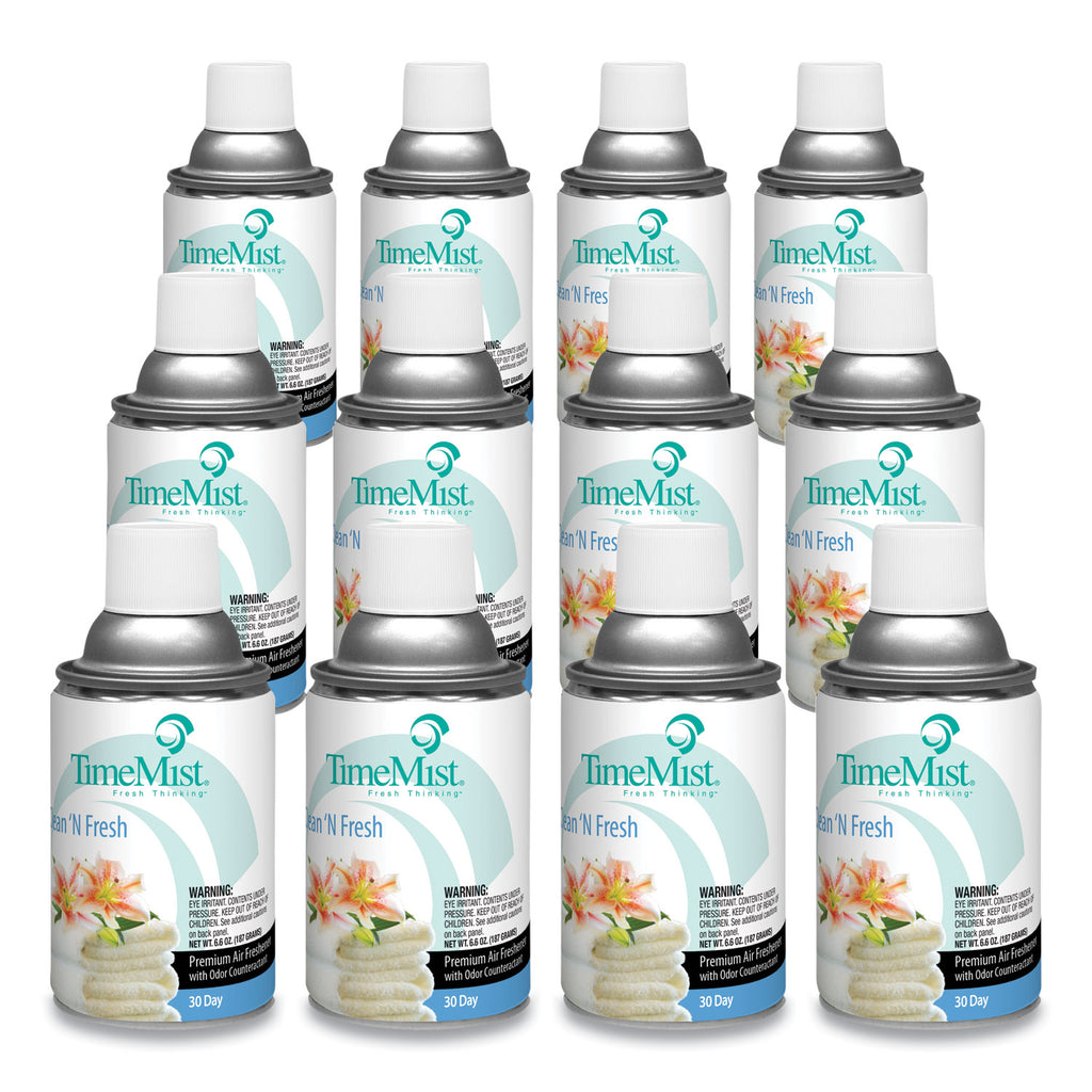 Premium Metered Air Freshener Refill, Clean N Fresh, 7.1 oz Aerosol Spray, 12/Carton - 1