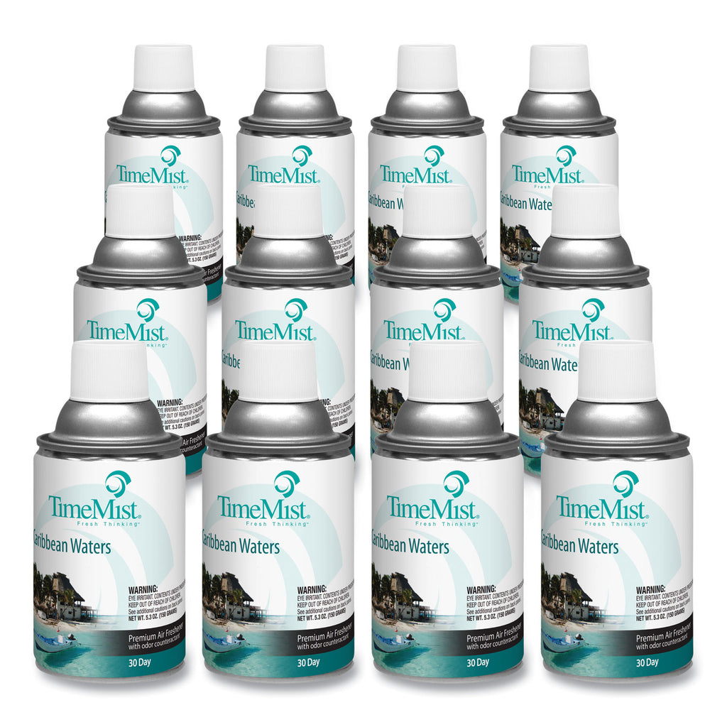 Premium Metered Air Freshener Refill, Caribbean Waters, 6.6 oz Aerosol Spray 12/Carton - 1