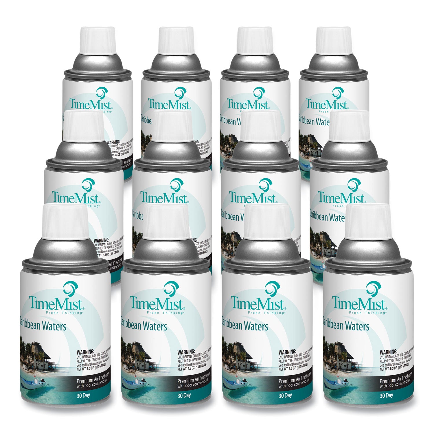 Premium Metered Air Freshener Refill, Caribbean Waters, 6.6 oz Aerosol Spray 12/Carton - 1