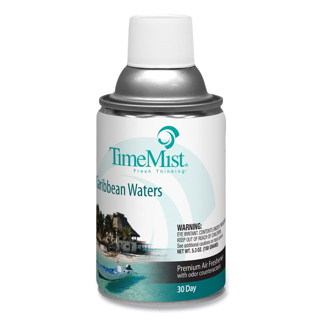 Premium Metered Air Freshener Refill, Caribbean Waters, 6.6 oz Aerosol Spray 12/Carton - 2