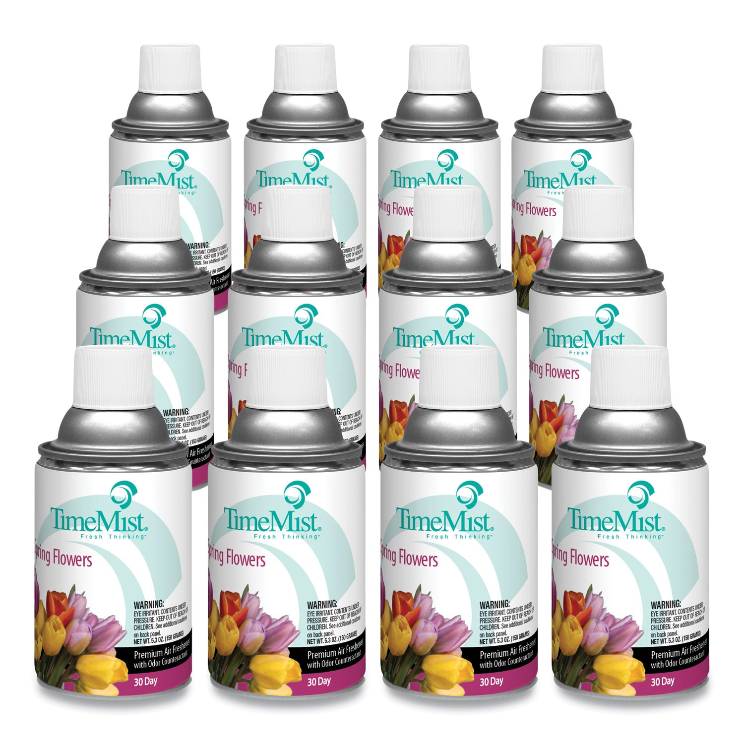 Premium Metered Air Freshener Refill, Spring Flowers, 5.3 oz Aerosol Spray, 12/Carton - 1