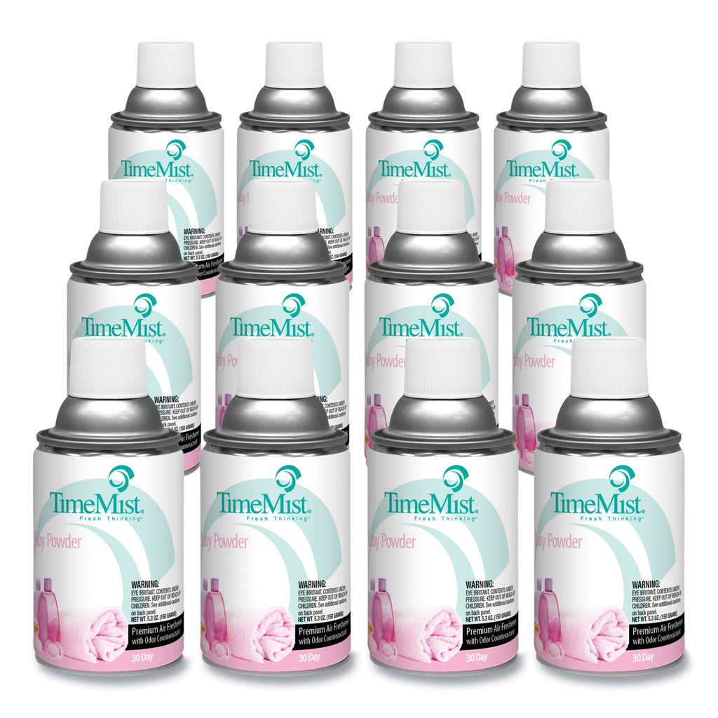 Premium Metered Air Freshener Refill, Baby Powder, 5.3 oz Aerosol Spray, 12/Carton - 1