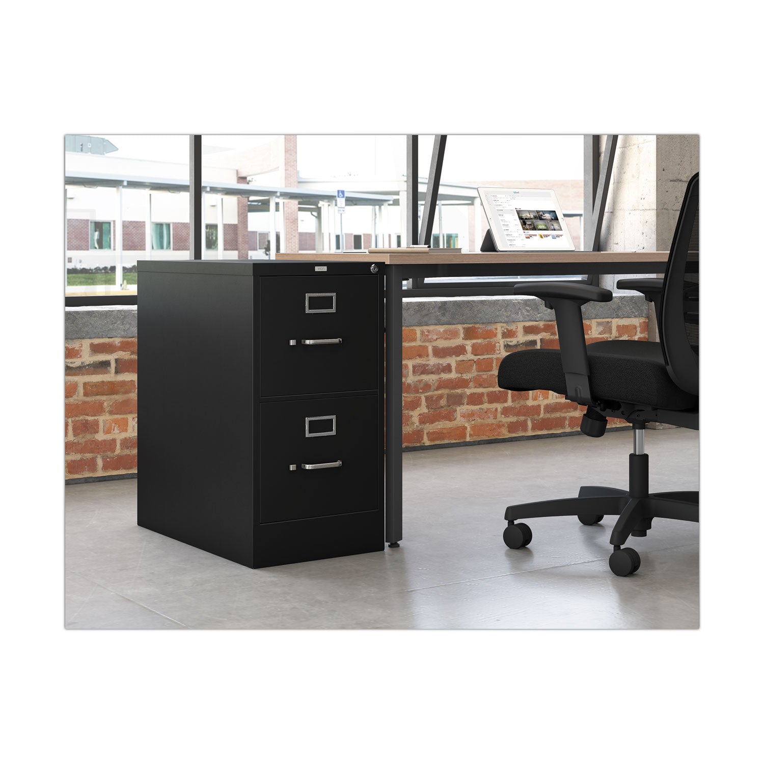 310 Series Vertical File, 2 Letter-Size File Drawers, Black, 15" x 26.5" x 29 - 