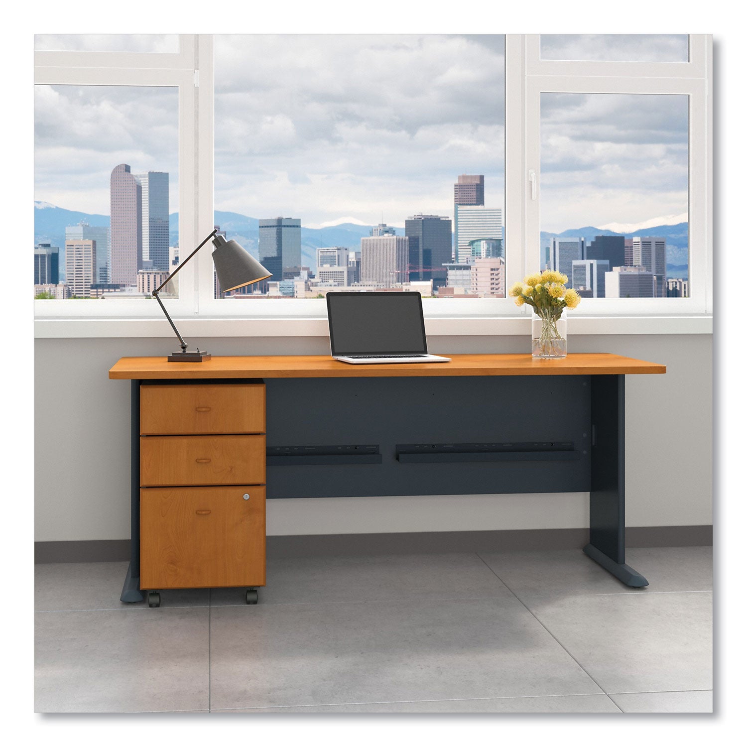 Enterprise Collection Double Pedestal Desk, 70.13" X 28.63" X 29.75", Harvest Cherry, (box 2 Of 2)