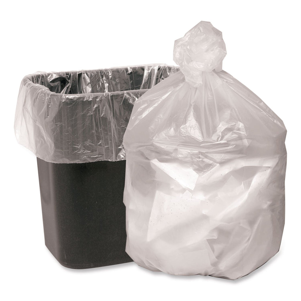 Can Liners, 7 to 10 gal, 7.87 mic, 24" x 24", Natural, 25 Bags/Roll, 20 Rolls/Carton